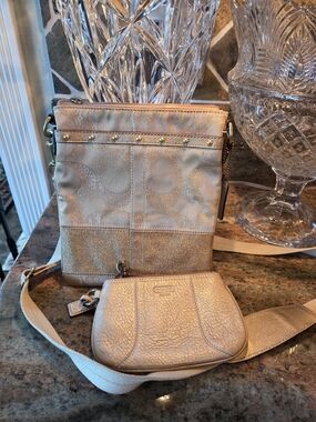 Coach Metallic Gold Crossbody Set with Wristlet